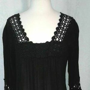 Black Boho Gypsy Style Dress Sizes M, L, 3X